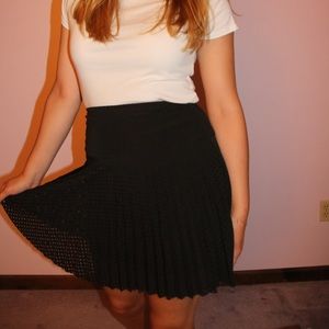 J. Crew Black Laser-Cut Pleated Skirt